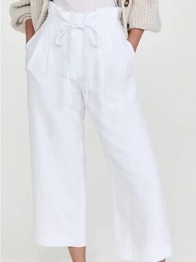 Club Monaco White Elastic-Waist Trousers